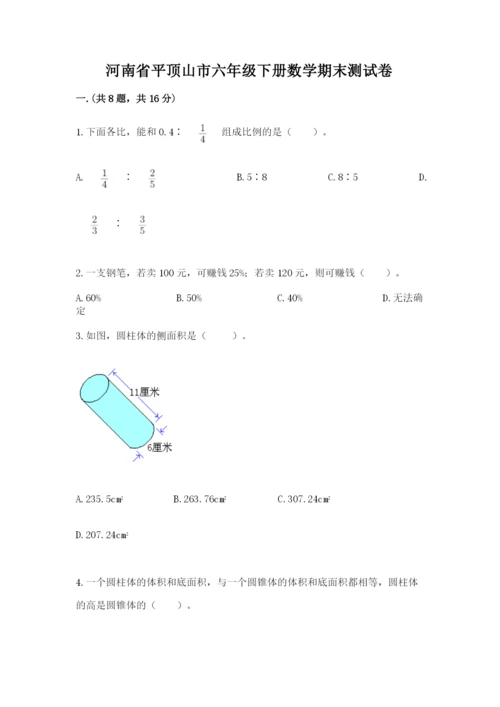 河南省平顶山市六年级下册数学期末测试卷附参考答案ab卷.docx