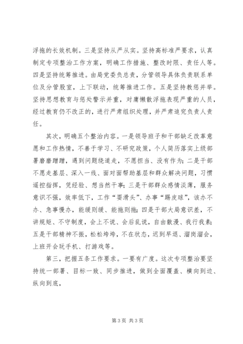 全局开展庸懒散浮拖专项整治领导致辞.docx