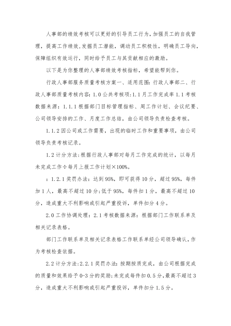 人事部绩效考核指标.docx