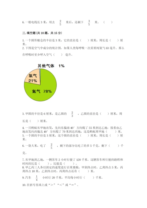 人教版六年级上册数学期末测试卷（实用）word版.docx