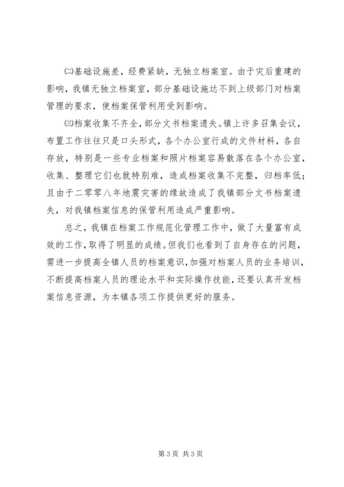 乡镇档案管理自查报告.docx