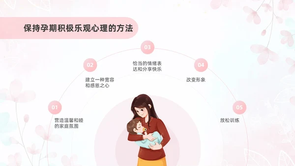粉色插画风孕产期心理保健知识科普ppt模板健康科普