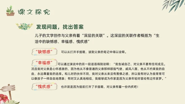 绿色手绘父亲的手提箱高二语文下册PPT模板宣传PPT说课