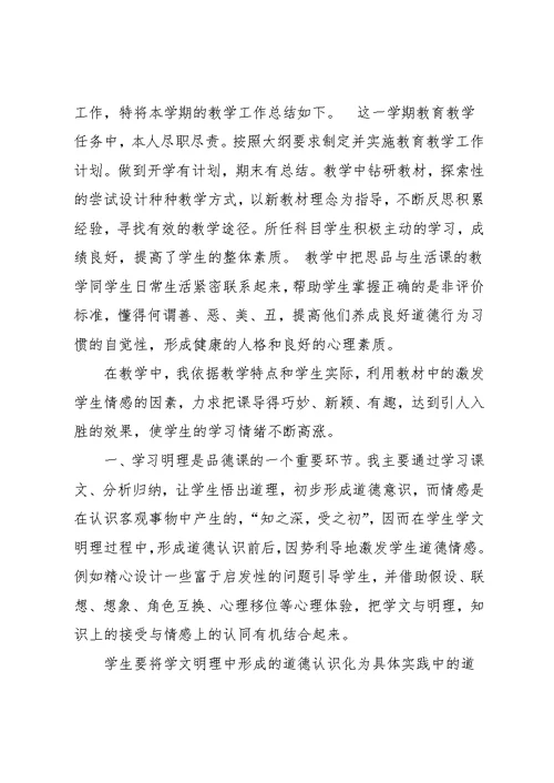 品德与社会教学总结(共8页)