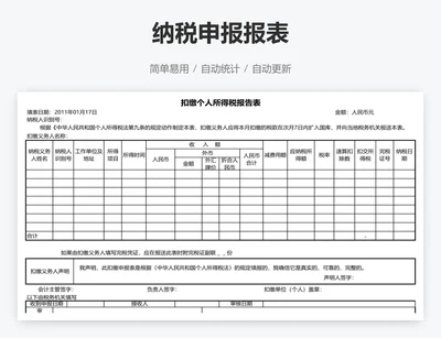 纳税申报报表