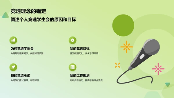 绿色手绘风学生会竞选PPT模板