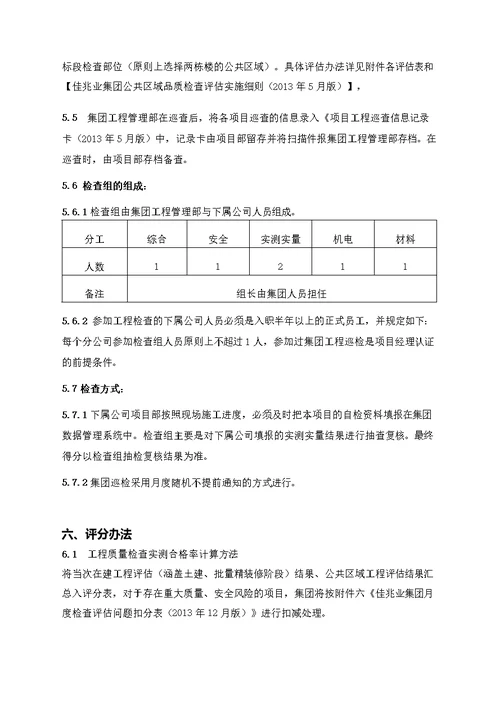 《佳兆业集团工程月度检查评估制度(2014年4月版)》