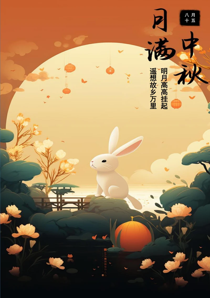 月满中秋创意简约海报