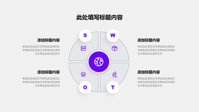 关系页-紫色商务风4项SWOT图