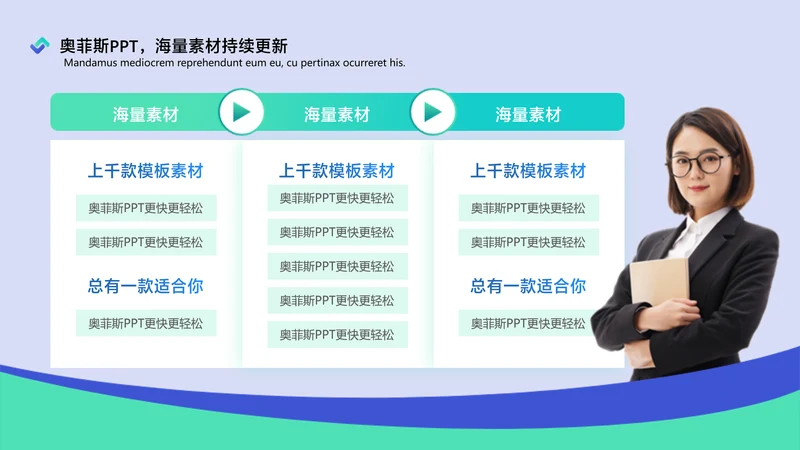 商务风蓝色并列关系多项PPT图文页