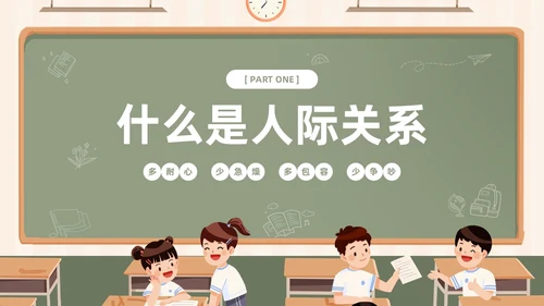插画风黑板风校园人际关系边界感主题班会PPT