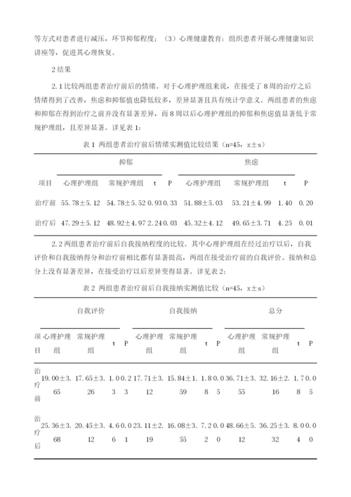 心理护理对抑郁症患者情绪及自我接纳的影响研究.docx