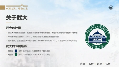 武汉大学通用汇报PPT模版