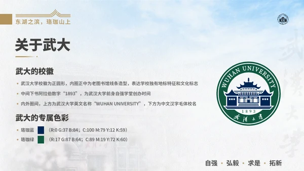 武汉大学通用汇报PPT模版