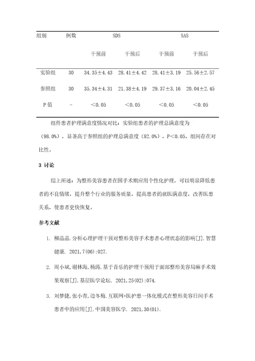 个性化护理在整形美容围手术期护理中的应用