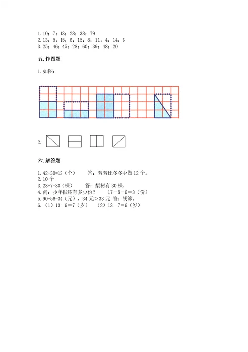 小学一年级下册数学期末复习题附参考答案名师推荐