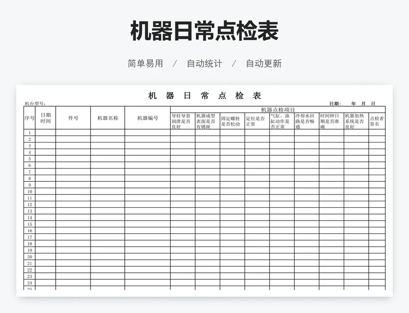 机器日常点检表