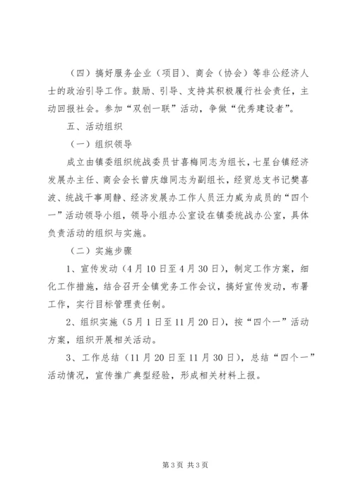 镇委办统战工作四个一活动方案.docx