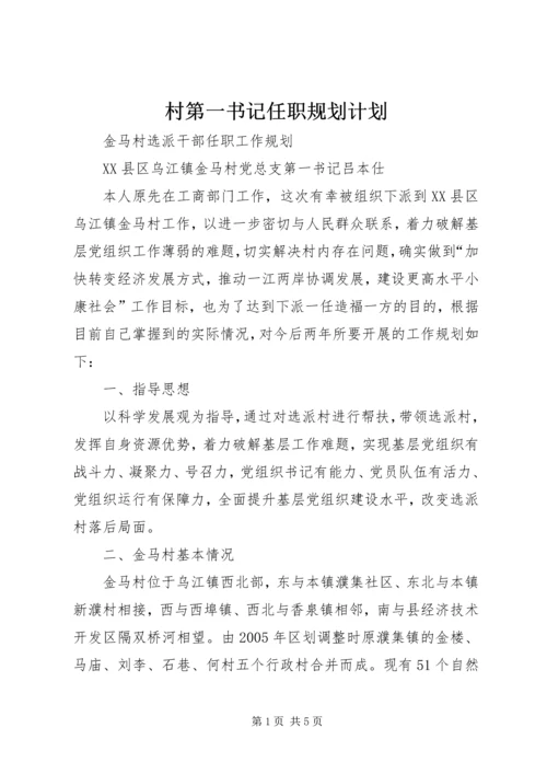 村第一书记任职规划计划 (2).docx