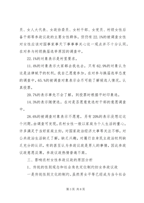 全区妇女参政议政工作情况调研报告.docx