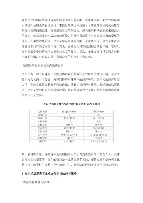 知识经济条件下的企业文化分析修订稿