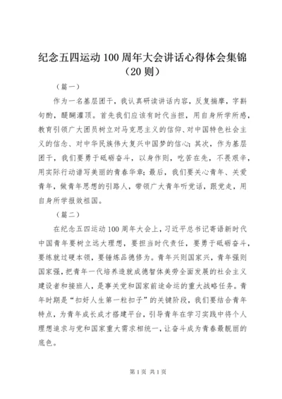 纪念五四运动100周年大会讲话心得体会集锦（20则）.docx