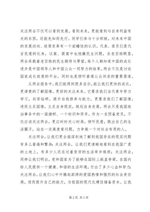 党员两会学习思想汇报.docx