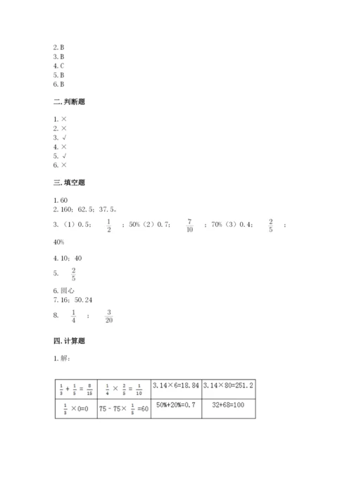 人教版小学六年级上册数学期末测试卷加答案下载.docx