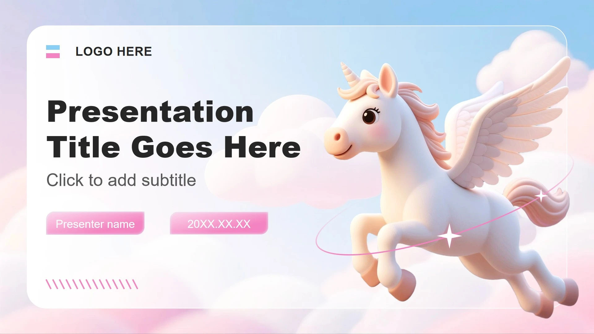 粉蓝色小清新风马年春节活动策划PPT主题模板