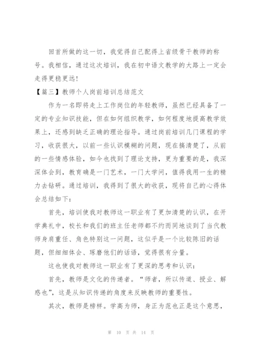 教师个人岗前培训总结范文.docx