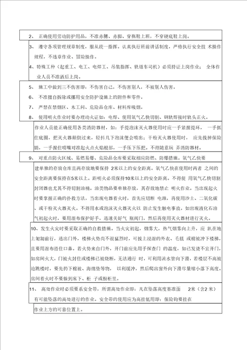 岗前安全交底。