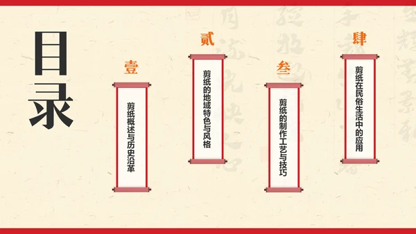 红色复古风中国非物质文化遗产——剪纸PPT模板