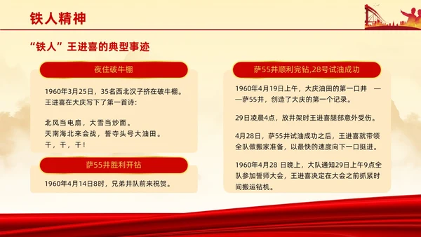 红色简约石油精神大庆精神中华民族精神宣讲ppt