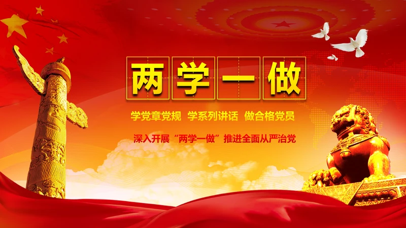 党政稳重大气两学一做动态PPT