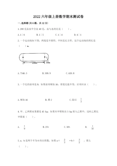 2022六年级上册数学期末测试卷带答案（预热题）.docx