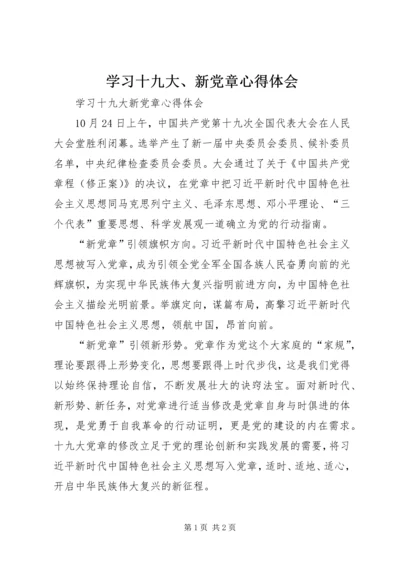 学习十九大、新党章心得体会 (2).docx