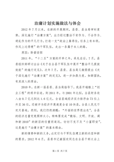 治庸计划实施做法与体会精编.docx