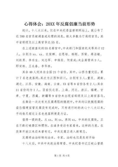 心得体会：20XX年反腐倡廉当前形势 (2).docx