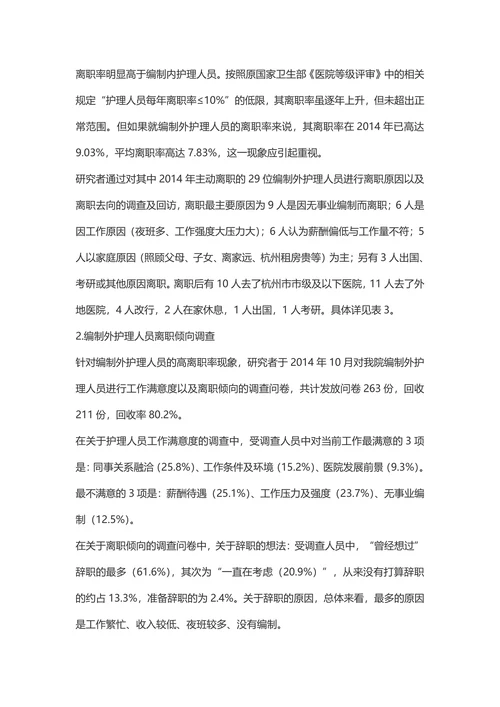公立医院编制外护理人员稳定性提升策略研究-人力资源