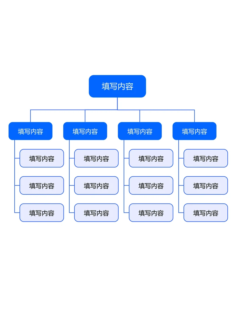 蓝色商务树状组织架构图