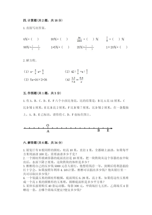 开鲁县六年级下册数学期末测试卷（易错题）.docx