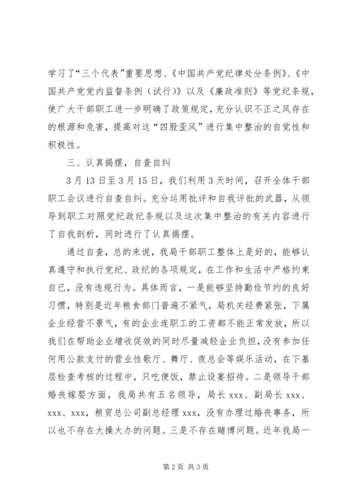 县粮食局关于对“四股歪风”进行自查自纠的报告 (5).docx