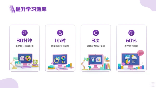 紫色3D风为梦想而战，向中考冲刺PPT模板