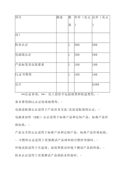 常州ul认证报价单