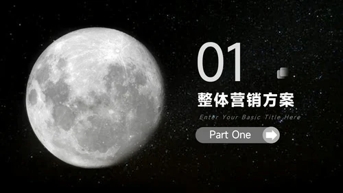 黑白月球主题品牌营销策划PPT模板