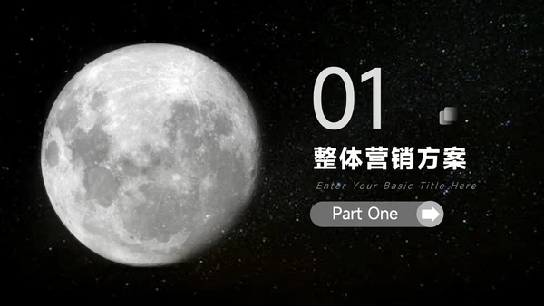黑白月球主题品牌营销策划PPT模板