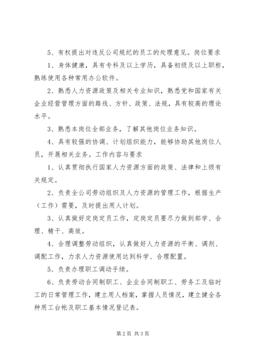 人力资源部社保员工作标准、职责、权限、岗位要求、工作内容和要求.docx