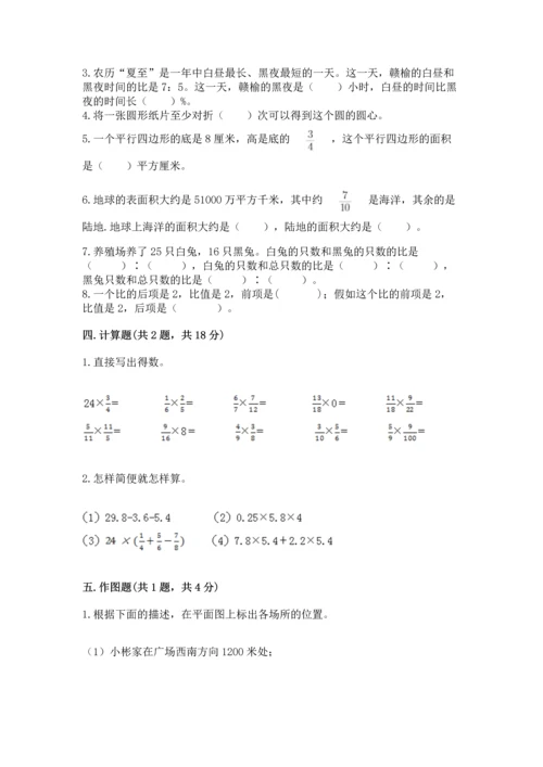 小学六年级上册数学期末测试卷及参考答案（典型题）.docx