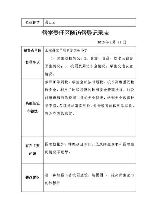 东房头小学督学责任区随访督导记录表(共31页)