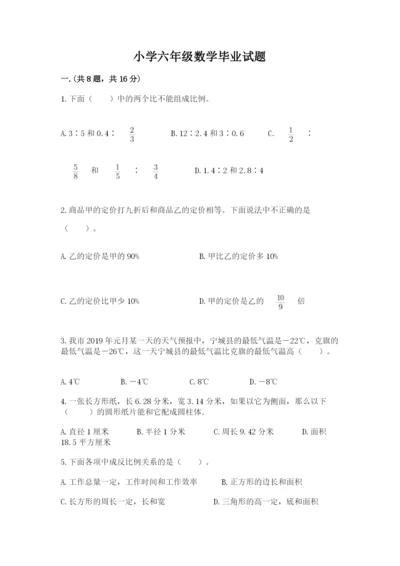 小学六年级数学毕业试题精选.docx